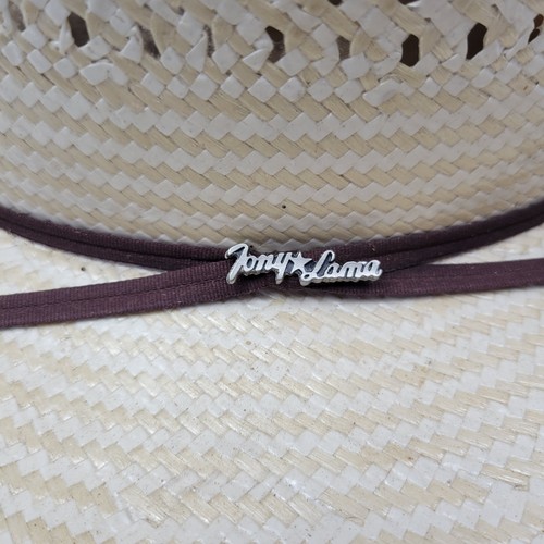New Vintage Tony Lama Polyrope Cowboy Hat Ivory Straw Vents 4” Brim - Picture 10 of 10