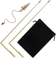 Jadive 3 Pieces Divining Rods Copper and Dowsing Pendulum for Ghost Hunting, Ene