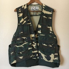Vintage Cotton Duck Bay Camo Vest L Hunting Game Pouch Shooting Pockets