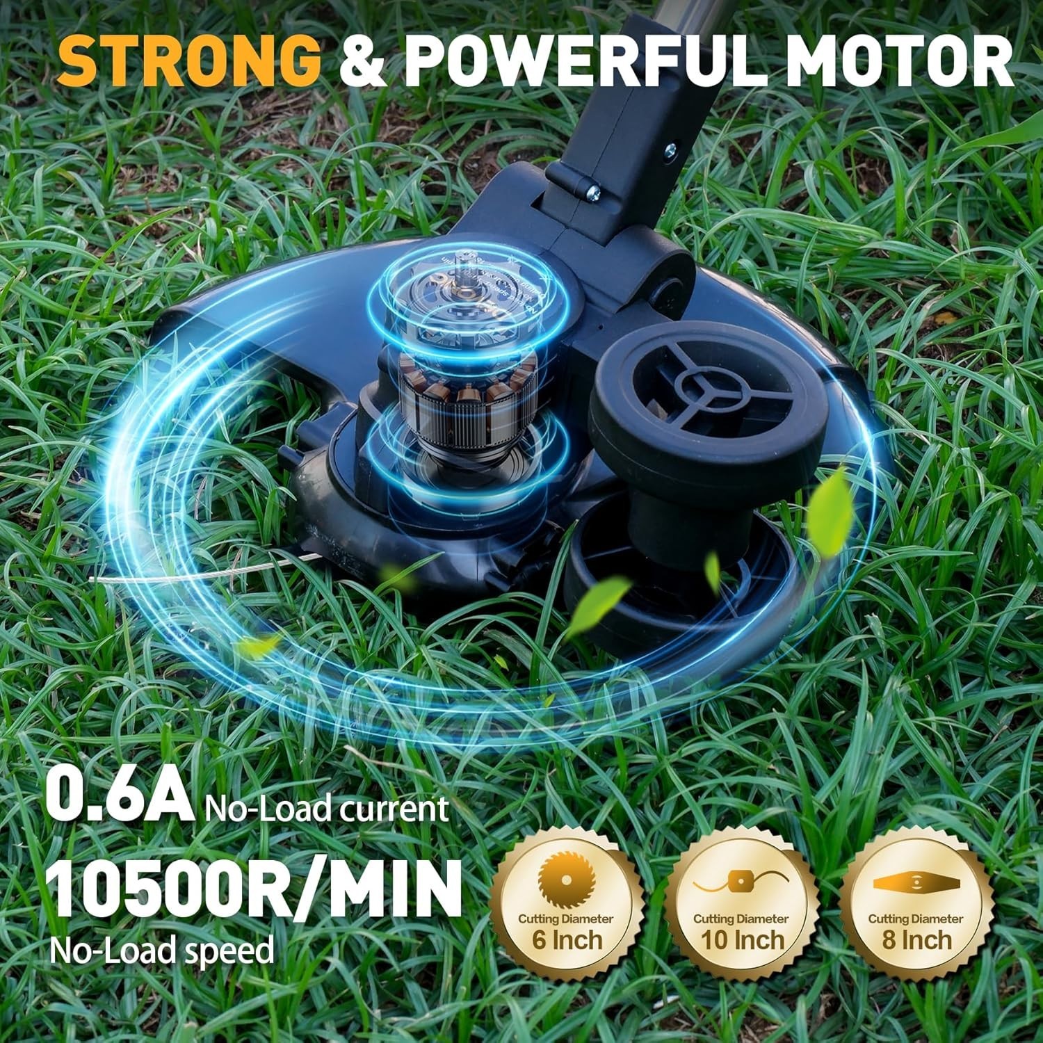 DEVONIC 21V Cordless Grass Trimmer Edger 2-in-1 w/ 2 Batteries & Charger