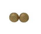 Trifari Vintage Crown Clip-On Earrings, Gold Tone Scale Texture 50s-60s Estate — photo 3