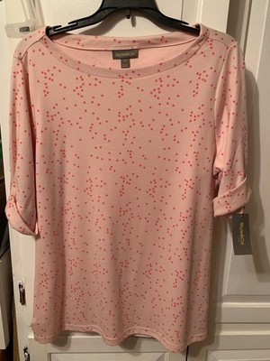 NWT Style & Co 0X new store stock pink starred ss w-boat neck