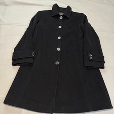 Pendleton Women Black Wool Single Breast Button Peacoat Trench 12P Petite-c4-2