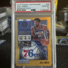 2018 Panini Contenders Joel Embiid Premium Gold /10 PSA /10