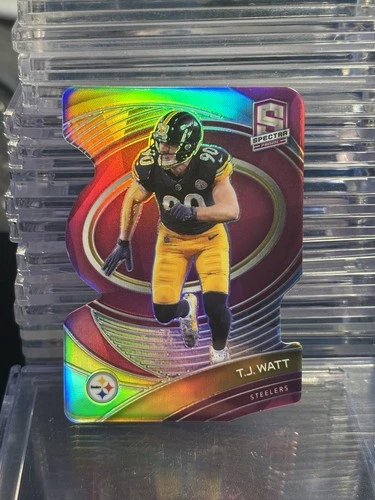 TJ WATT 2021 PANINI SPECTRA PINK NEON DIE CUT PRIZM 01/20 SSP STEELERS DPOY #83