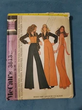 McCall's 3813 Rare 70s Blouse, Vest, Wide-Leg Pants Pattern Size 12 B34" CC