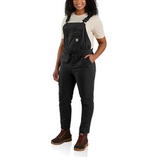 Carhartt Force Bib Overalls Women's S Reg Black Ripstop Relaxed Workwear POSH298