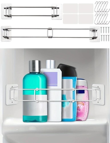 RV Shower Corner Storage Bar - 2 Pack Adjustable Stainless Steel RV Bathroom ...
