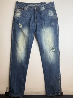 Diesel Viker-AD Men's 36x28 Straight Fit Blue Denim Jeans 008B Wash Distressed
