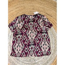 Banana Republic Pink, Black  Cream Geometric Print Top