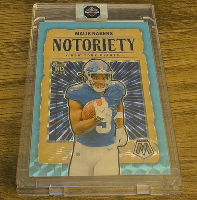 Panini 2024 Mosaic Malik Nabers Notoriety Blue Fluorescent Prizm /15 RC #23