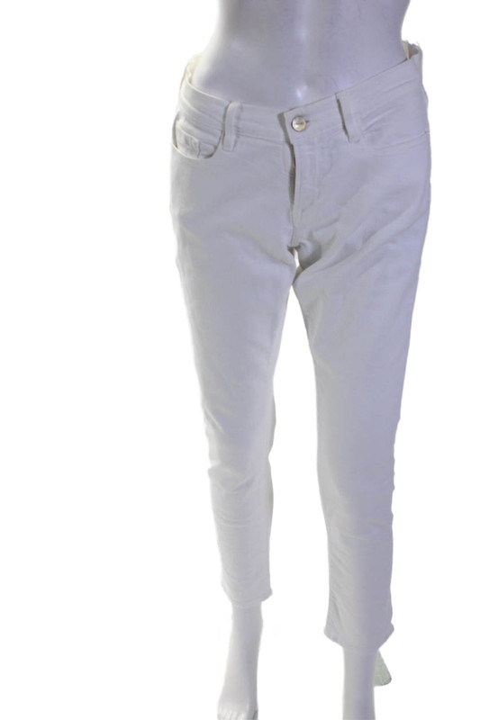 Frame Denim Womens Denim Slip-on Zipped Buttoned Jeans White Size 27