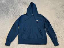 VTG Champion Reverse Weave Hoodie Mens Small Pullover Teal 90s Sweatshirt