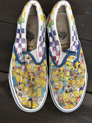Vans The Simpsons Characters All Over Print Rainbow Skater Shoes Men 6.5 Women 8