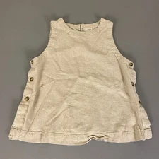 Universal Thread Linen Top Women's Size Medium Beige Sleeveless Button Detail