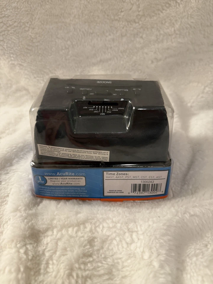 New🌟 ACU RITE Intelli-Time Night Stand Alarm Clock Black Electric Snooze Button - Image 3 of 4