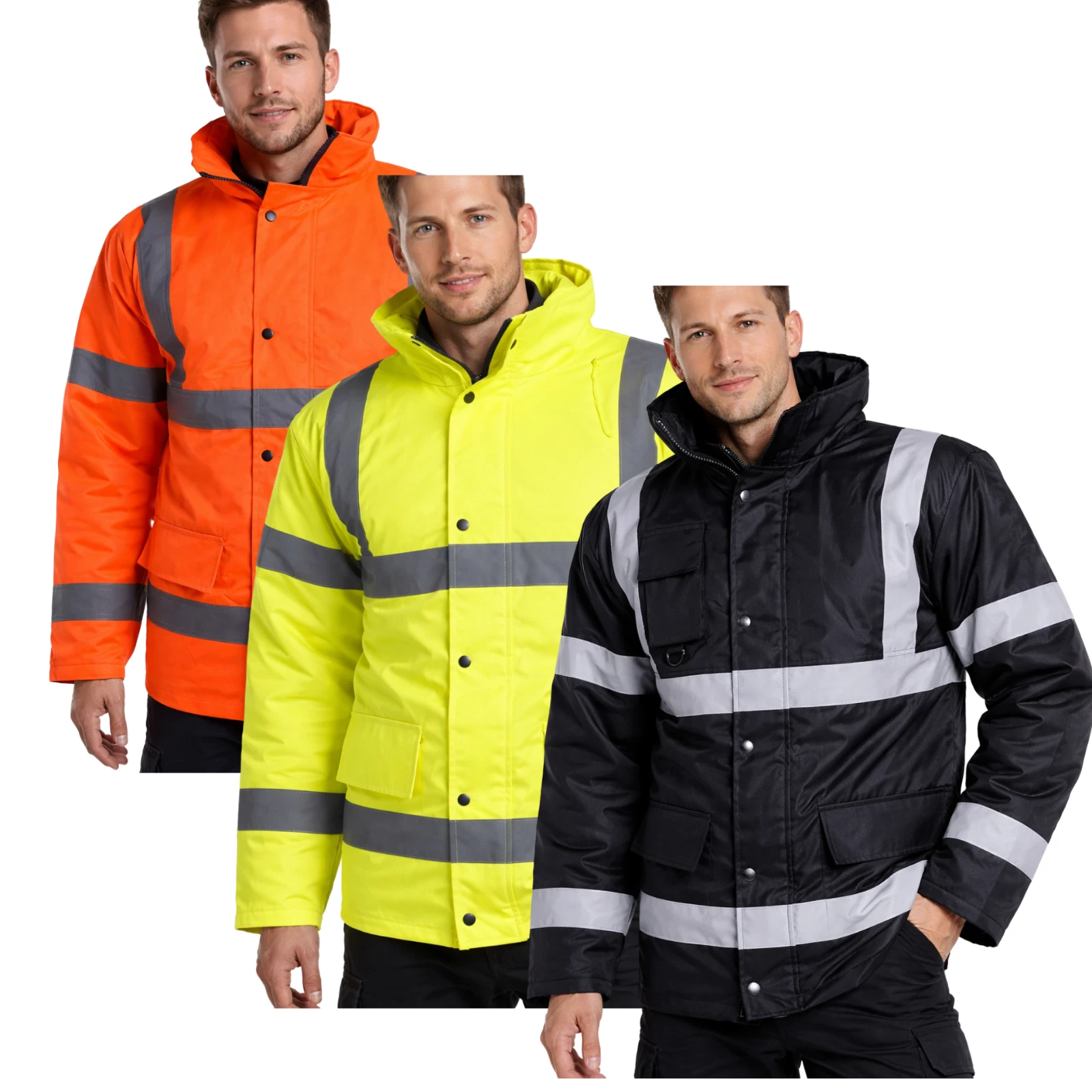 High Visibility Safety Jacket Men Waterproof Windproof Reflective Long Jacket
Opens in a new window 