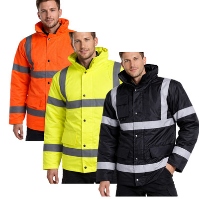 Warnschutz Sicherheitsjacke Herren wasserdicht winddicht reflektierend Longjacke