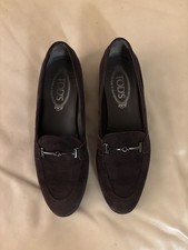 Tod's Brown Suede Horsebit Loafer Flats Women's Size 37.5