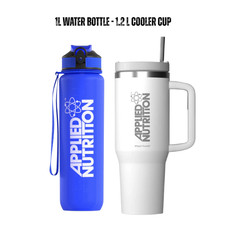 Applied Nutrition 1L Water Bottle + 1.2L Cooler Cup | Straw Lids | Hydration