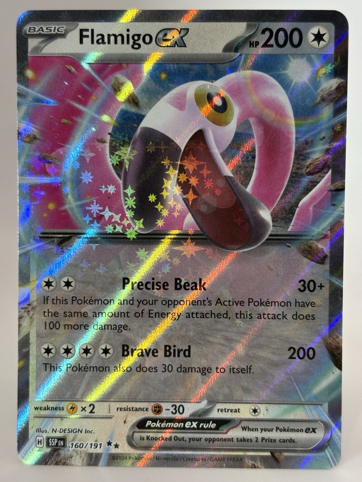 Pokemon TCG - Flamigo ex 160/191 Sv08: Surging Sparks Holo - NM