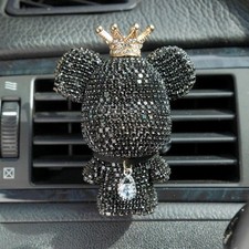 Cute Car Accessories, Bling Crystal Bear Car Air Freshener With Vent Clip, BLACK