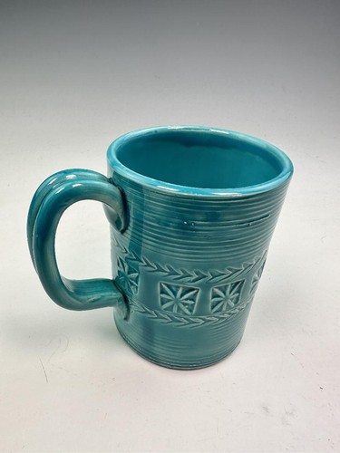 BITOSSI blue-glazed mug in the Rimini style, 11cm high, 8.5cm diameter. Vintage! - Picture 3 of 6
