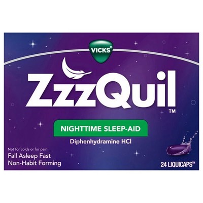 ZzzQuil Nighttime Sleep-Aid 24 Liquid Capsules Exp: 01/2027
