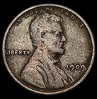 1909 VDB LINCOLN CENT FINE+, BROWN FREE USA SHIPPING