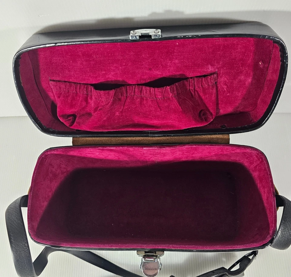 Estuche rígido de almacenamiento para cámara Canon negro, interior rojo, vintage Foto 2 de 4