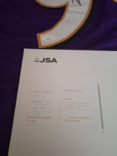 BALTIMORE RAVENS ODAFE JAYSON OWEH AUTOGRAPHED SIGNED JERSEY JSA COA - Picture 8 of 15