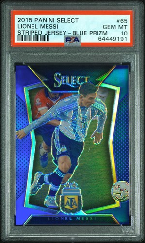 Lionel Messi [Striped Jersey Blue Prizm] #65 2015 Panini Select card