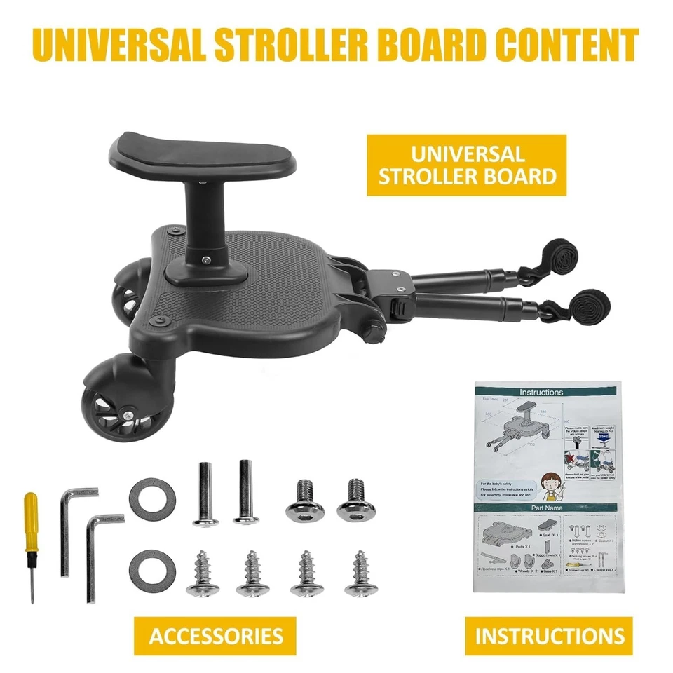 Nuevo-Tablero para Cochecito Universal con Asiento Desmontable, Cochecito 2 en 1 Sentarse y De pie Foto 2 de 4