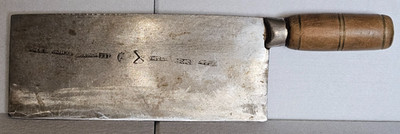Antique Meat Cleaver Chopper Hong Kong Ho Ching Kee Lee Stamp High Carbon Steel