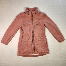 H M Girls Cargo Jacket Size 10 Dark Rose Pink Cotton Winter