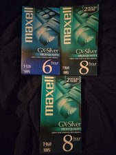 Lot Of 3 With New Two Maxell VHS Tapes GX Silver T-160 8 Hours  1 6 Hour, T120