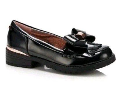 Ted Baker Girls Shoes Loafers Brogues Black Patent Leather Sz 10