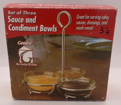 Gemco Set of Three Sauce and Condiment Bowls Caddy  New Vintage