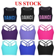 Girls Sports Bra Crop Top Sleeveless Top for Gymnastics/Dance/Workout Activewear