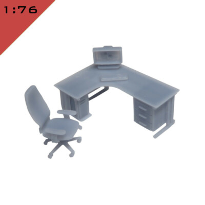 1x BÜROMÖBEL KLEINES SET 1 1:76, OO Modell Miniatur Innenraum Szene Layout