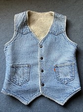 Vintage Levi  s Orange Tab Denim Sherpa Lined Vest Medium Faded Wash, Free Ship