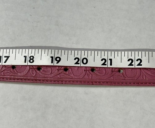 Justin Western girls pink belt Tooled Leather Size 20 USA SNAP ON OFF Buckle - Picture 12 of 14