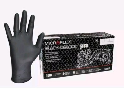 Microflex Black Dragon Powder Free Nitrile Exam Gloves - Medium - Box of 100
