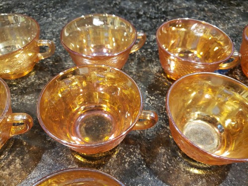 11 Marigold Carnival Glass iridescent tea cup Normandie - Picture 4 of 13