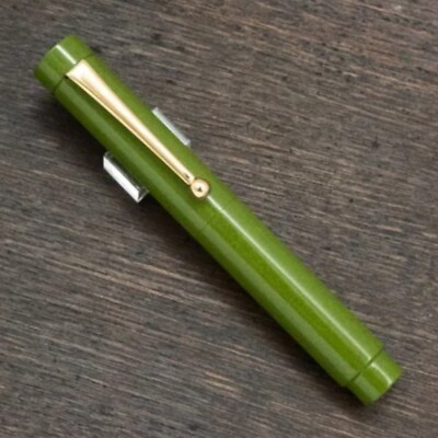 Eboya Tan-Pen Ebonite 14K Fountain Pen Yellow Green MF Nib