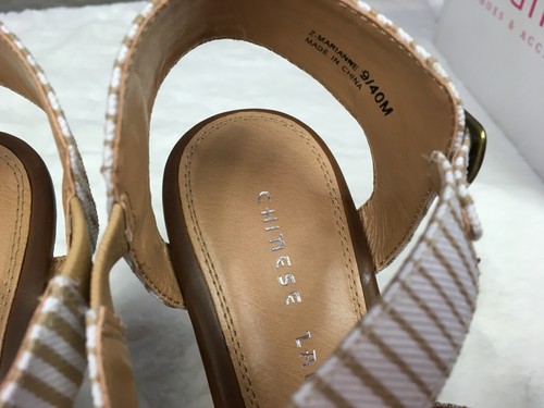 New - Women’s Chinese Laundry Z Marianne White - Beige Wedge Strappy Sandals 9 - 第 8/9 張圖片