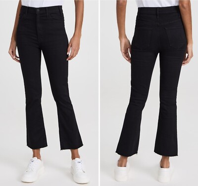 MOTHER The Hustler Ankle Fray Jeans Black Not Guilty 25 US 2 $228 NWOT