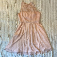 Hitherto Dress Womens 6 Blush Pink Sheer Overlay High Neck Sweetheart BHLDN