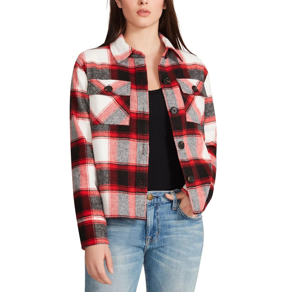 A's shop BB Dakota by Steve Madden Women's Boxy Shacket Size M Racing Red