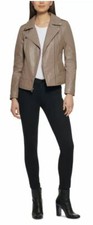 Guess Leather Moto Coat Women's Motorcycle Jacket Extra Extra Large Xxl Pebble